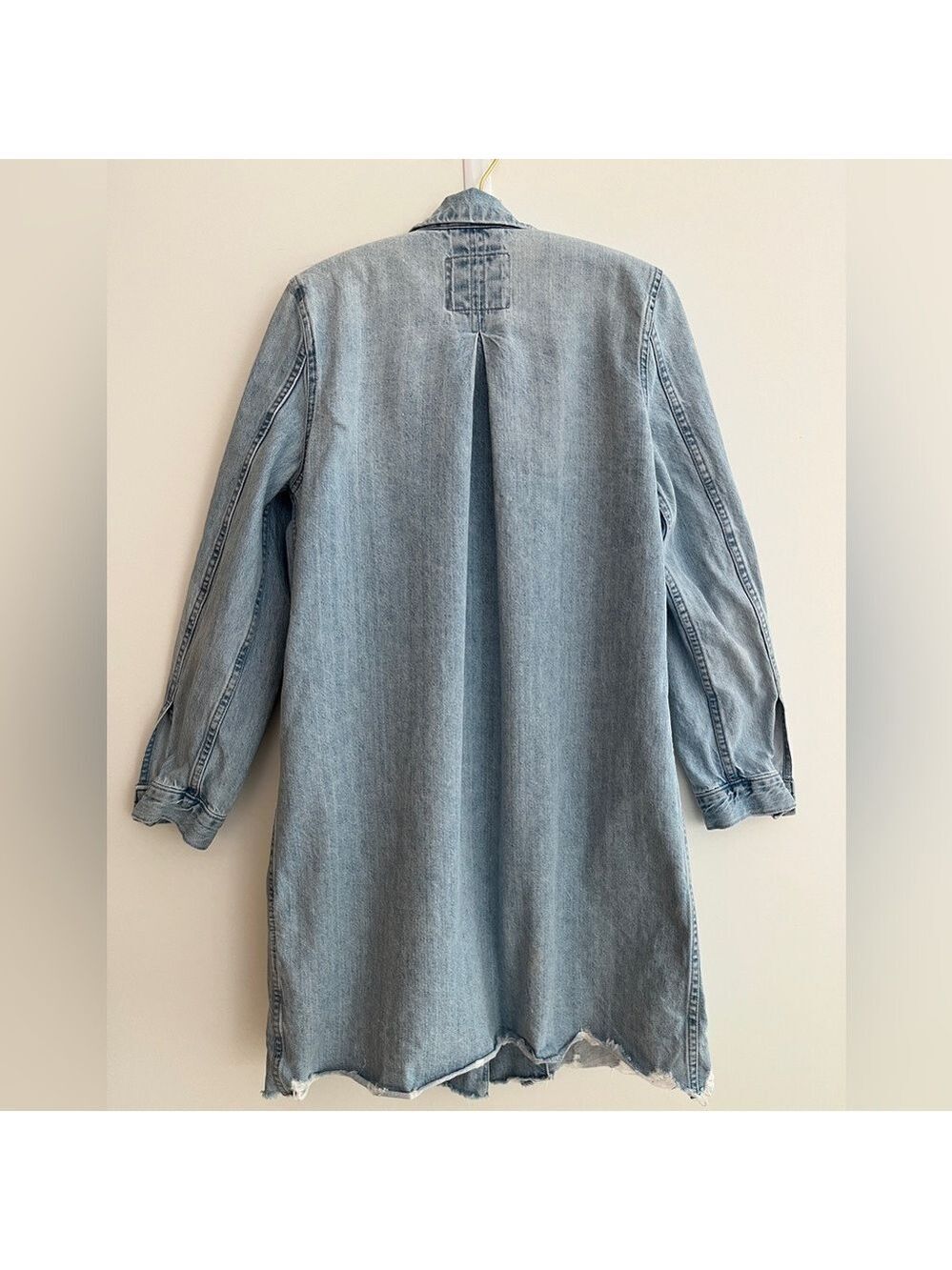 LEVI'S Josette Duster Long Coat Button Front Distressed Raw Hem Western Casual - Picture 7 of 17